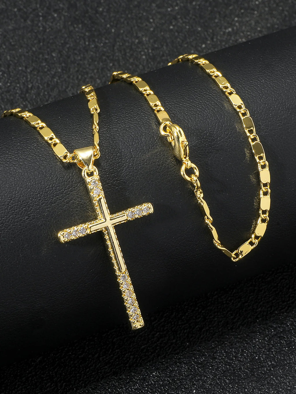 24K Gold Cross Pendant Necklace