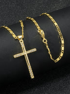 24K Gold Cross Pendant Necklace