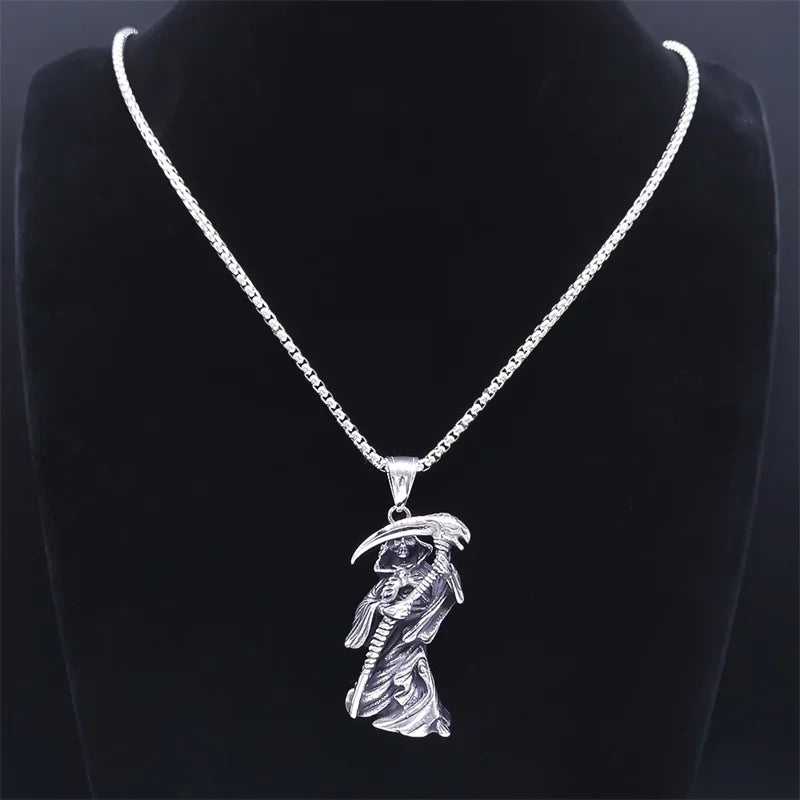 Antique Skull Pendant Necklace — Stainless Steel