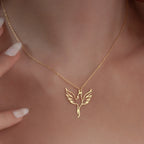 Stainless Steel Hollow Phoenix Necklaces & Pendants Gold Plated Sacred Bird Necklace For Women Jewelry Gifts