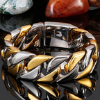 Matte Polished Gold Color Stainless Steel Men's Bracelet for Man 20MM Curb Link Chain Wrist On Hand Bands Jewelry