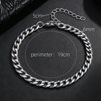Width 6/8mm 316L Stainless Steel Men's Goth Y2K Cuban Style Fashion Bracelet America N Retro Steampunk Accessories