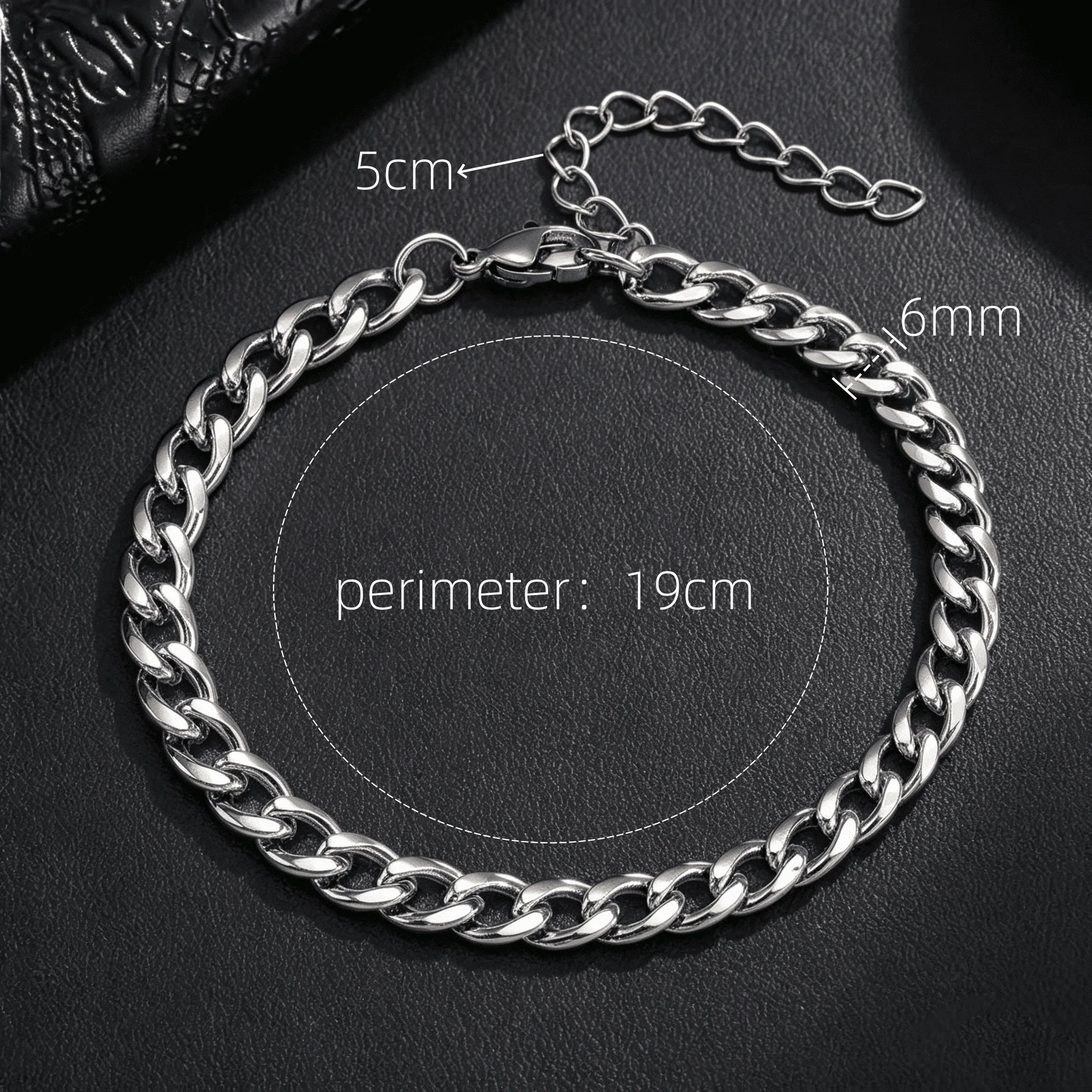 Width 6/8mm 316L Stainless Steel Men's Goth Y2K Cuban Style Fashion Bracelet America N Retro Steampunk Accessories