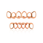 Glossy Hollow Teeth Grillz Top & Bottom Caps, 6 or 8 Teeth