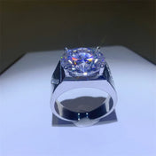 Moissanite Iced Out Ring — 10ct Statement Silver-Tone