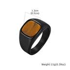 Tiger Eye Signet Ring — Stainless Steel
