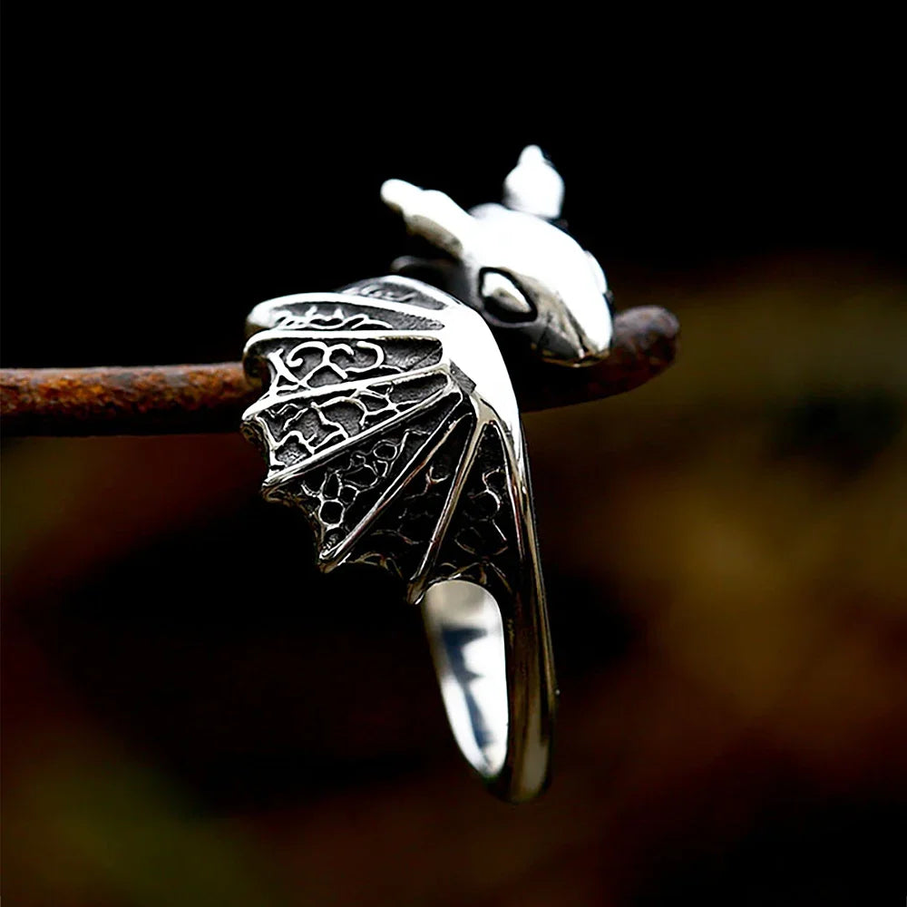 Flying Dragon Open Ring — Stainless Steel