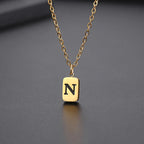 Letter Pendant Square Chain — Gold