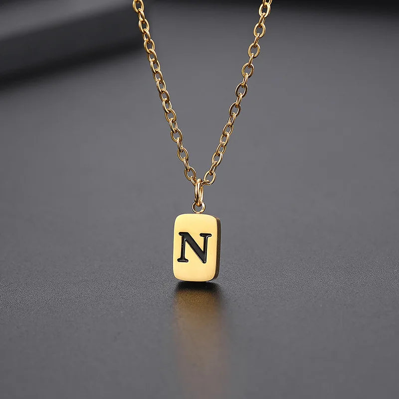 Letter Pendant Square Chain — Gold