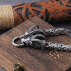 Stainless Steel Viking Goat Head Square-link Chain with Round Clasp without Pendant with wooden box as christmas gift