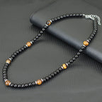 Turquoise Hematite Tiger Eye Necklace — Stainless Steel, 50cm