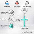 Classic Stainless Steel Cross Pendant Necklace, Turquoise Black Agate Tiger Eye Natural Stone Vintage Fashion Jewelry for Men
