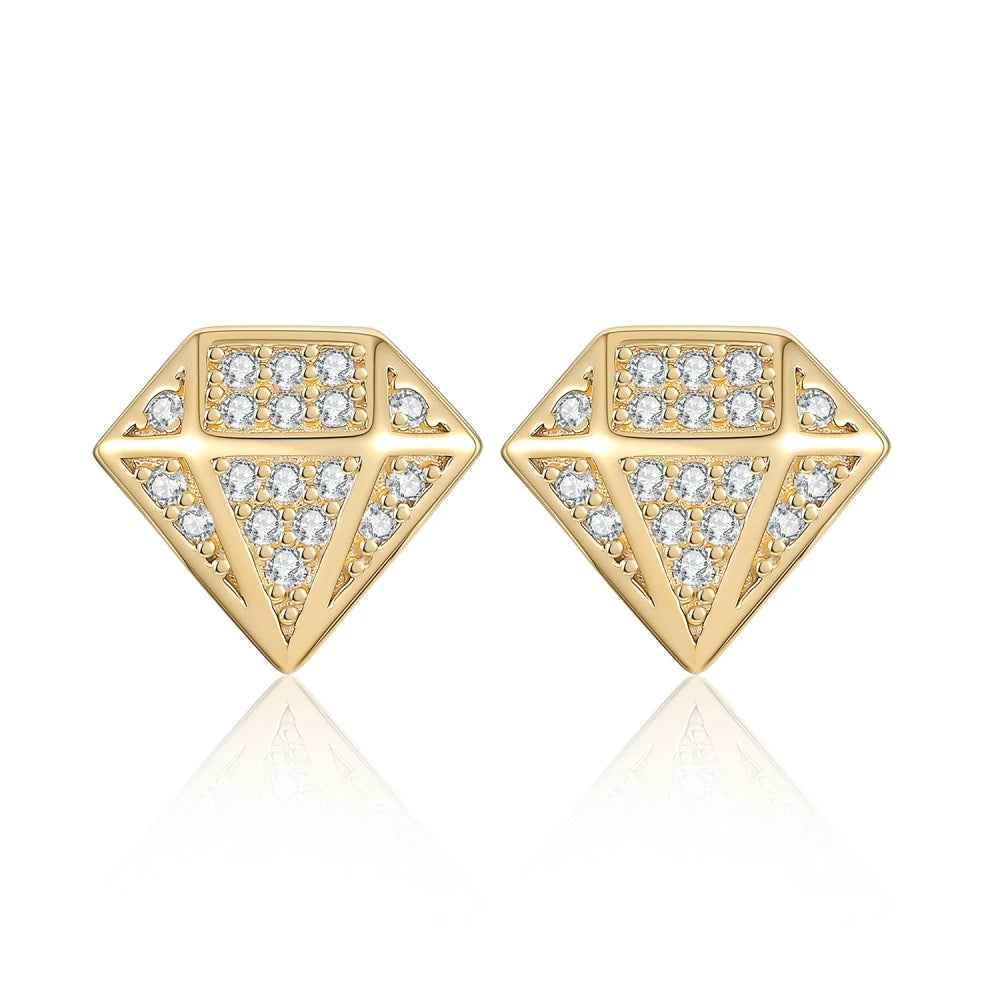 Diamond Shaped Moissanite Stud Earring Fashion Unisex Simple Versatile Diamond Ear Studs 925 Sterling Silver with Certificate