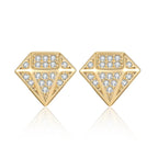 Diamond Shaped Moissanite Stud Earring Fashion Unisex Simple Versatile Diamond Ear Studs 925 Sterling Silver with Certificate