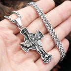 Archangel Wing Cross Stainless Steel Pendant Necklace