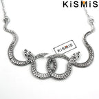 Medusa Double Snake Pendant Necklace — Two-Tone
