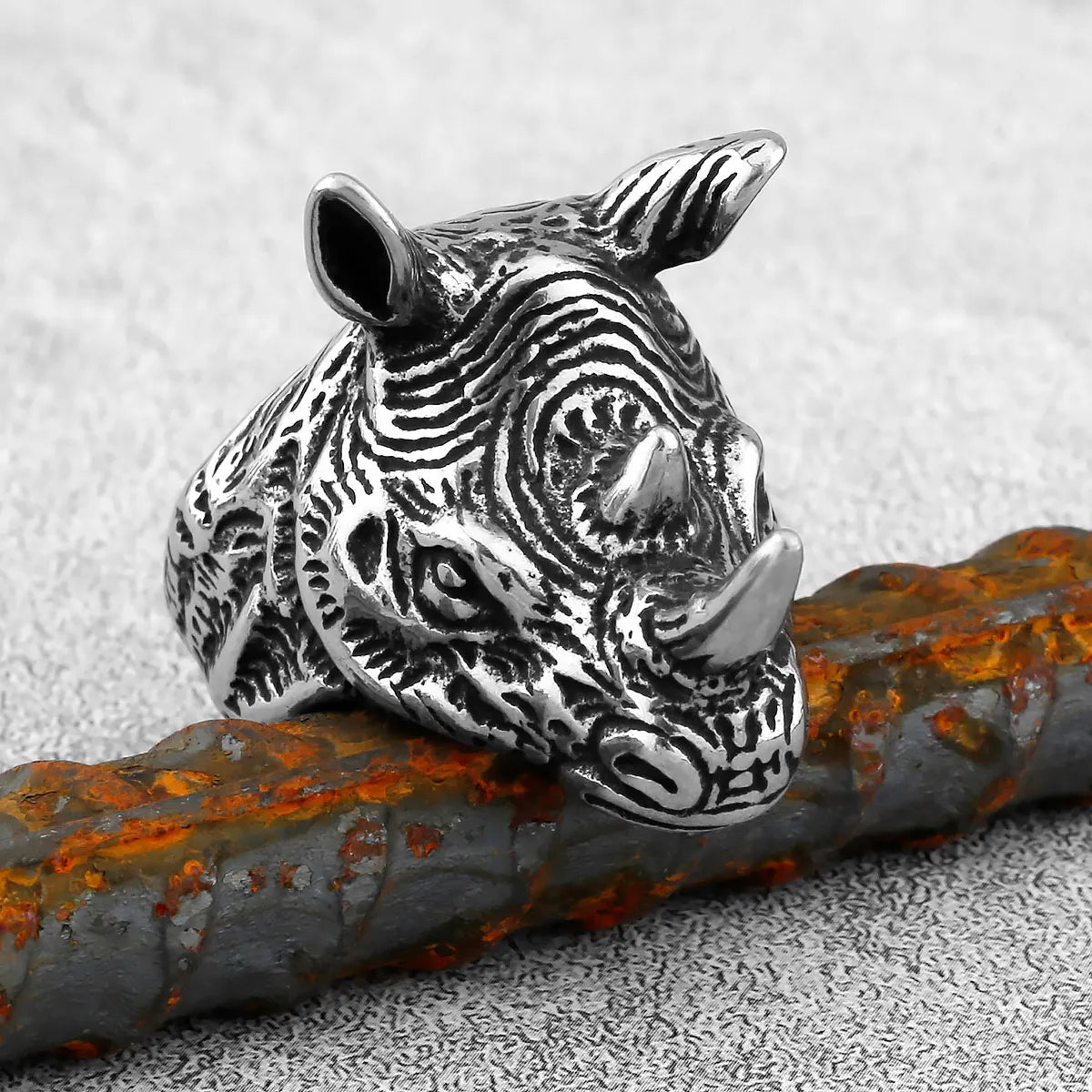 Big Rhino Animal Ring — Stainless Steel