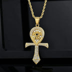 Iced Out Ankh Eye of Horus Pendant Necklace