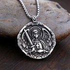New Vintage Saint Michael Angel Pendant Necklaces Stainless Steel  Punk Motorcycle Amulet Angel Necklace For Men Fashion Jewelry
