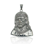 Iced Out Jesus Head Pendant — Stainless Steel