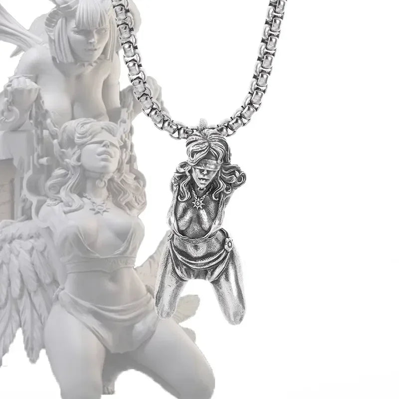 Fashion Anime Sexy Double Ponytail Lolita Pendant Goddess Necklace Men and Women Charm Temptation Cool Jewelry