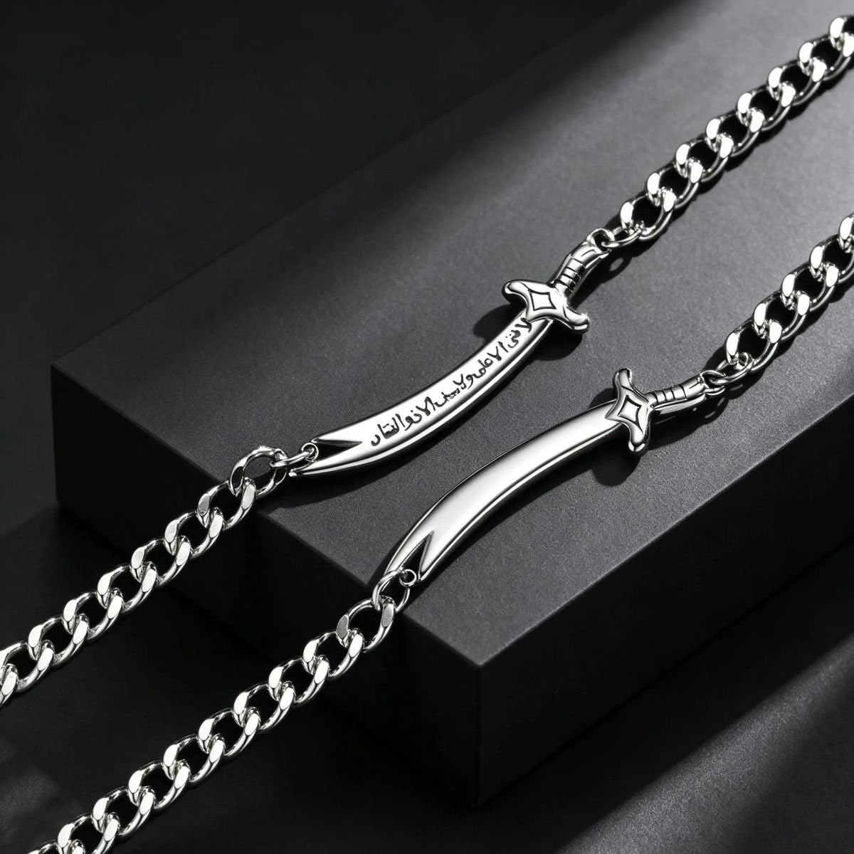 Zulfiqar Sword Pendant Necklace for Men, Stainless Steel Imam Ali Sword Necklace Bracelet, Islamic Religious Faith