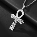 Templar Cross Round Medal Pendant Necklace — Stainless Steel