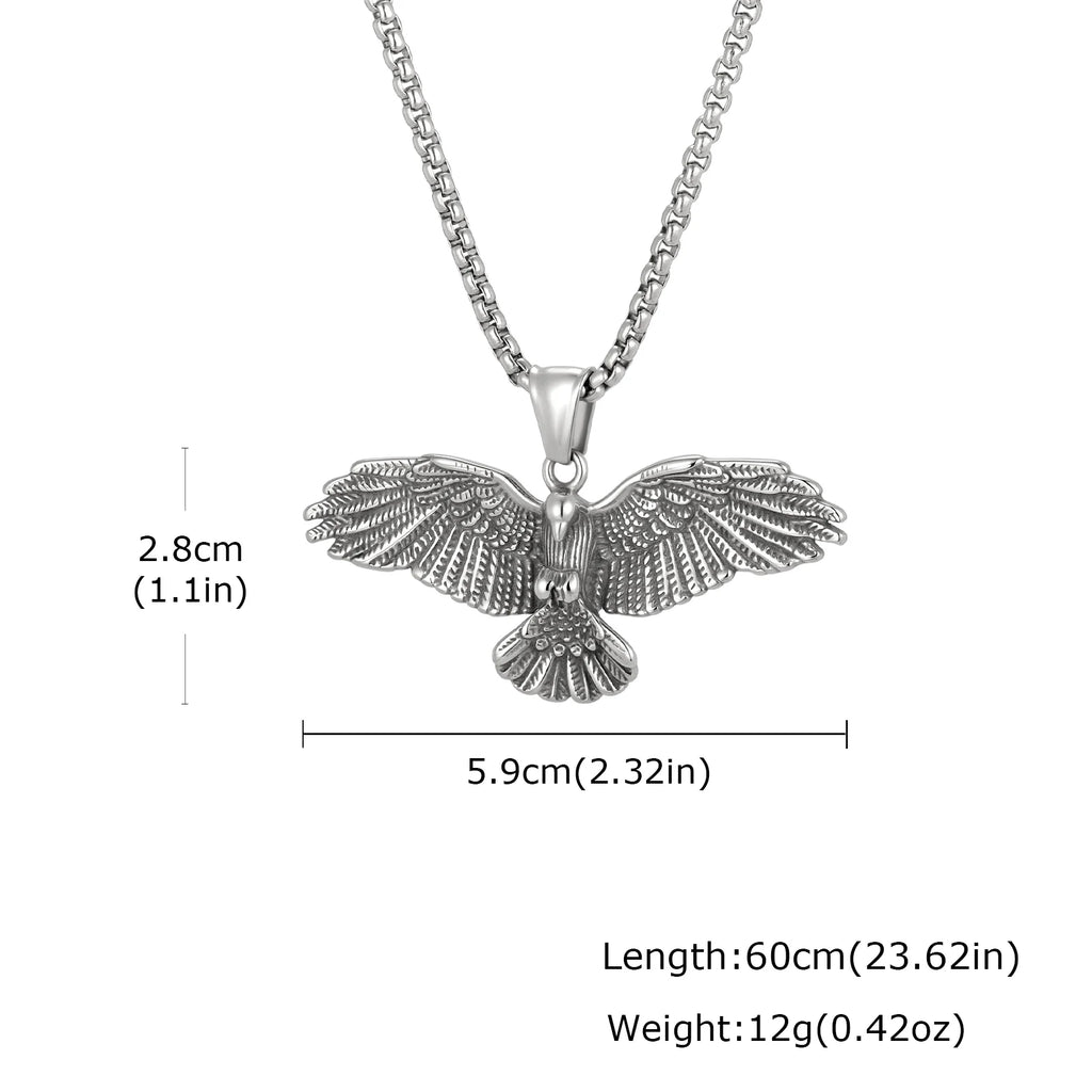 Punk Eagle Necklace for Men,Gold Silver Color Stainless Steel Eagle Pendant Necklace,Birthday Hip Hop Jewelry Gift