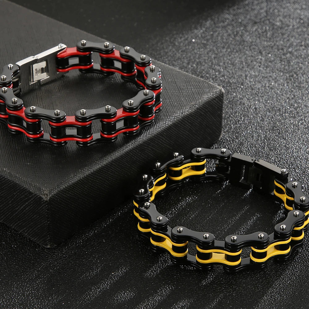Rock And Roll Men's Bracelet Motorcycle Chain Mechanical Bracelets for Man 316L Stainless Steel Hand Jewelry