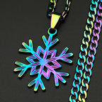 Hollow Snowflake Pendant Necklace For Women Men Stainless Steel Gold Color Fashion Winter Chain Jewelry Minimalist Gift