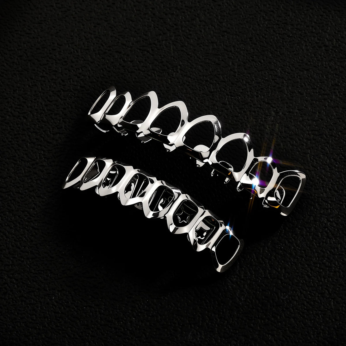 Glossy Hollow Teeth Grillz Top & Bottom Caps, 6 or 8 Teeth