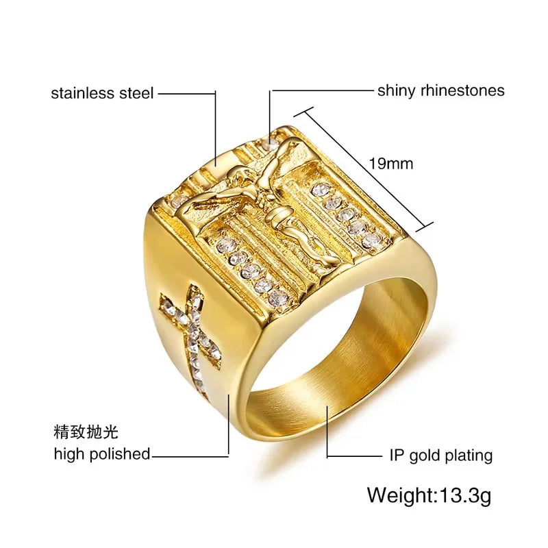 Black Stone Signet Ring — Gold