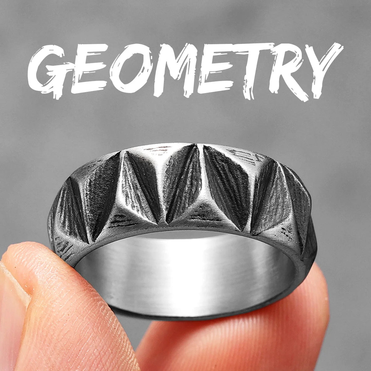 Geometry Texture Ring — Stainless Steel