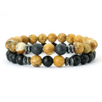 10 Styles 2Pcs Men Bracelet Set 8mm Tiger Eyes Malachite Obsidian Hematite Stone Positive Energy Healing Strand Braslet Homme