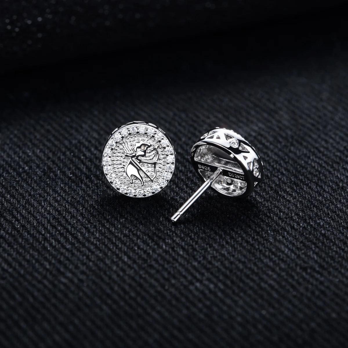 Iced Out Angel Stud Earrings — 925 Silver