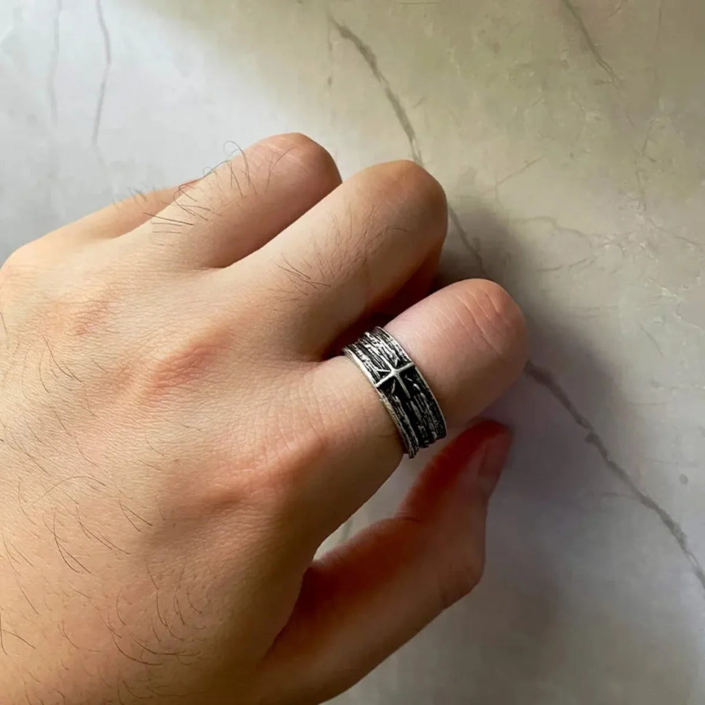 Unisex Silver Starry Night Punk Gothic Adjustable Open Ring Retro Art Jewelry Gift for Men And Women