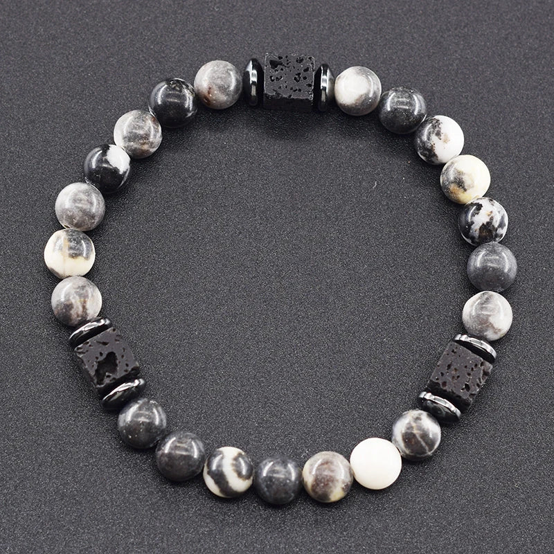 Retro Black Block Volcanic Bracelets Men Women Frosted Onyx Lava Beads Jewelry Yoga Meditation Birthday Gift Wholesales