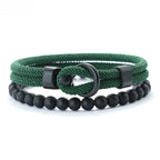 Fashion Mens Bracelet Set Lucky Thread Wrap Braclet Meditation Onyx Stone Beads Braslet Hombre Hand Accessories Fabric