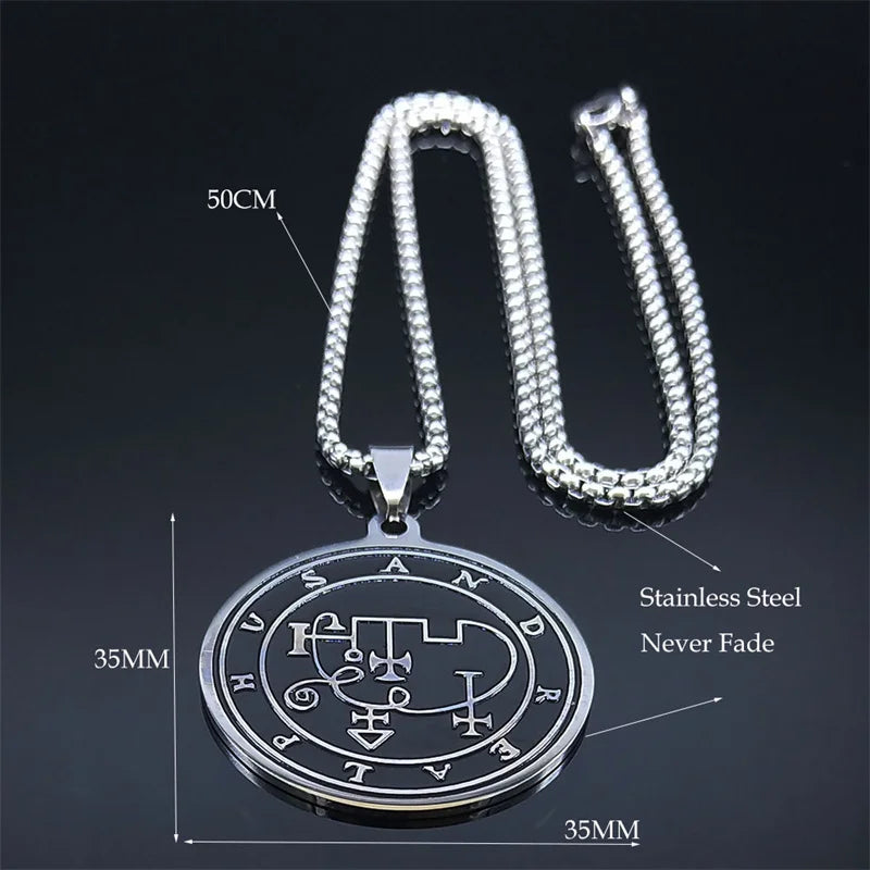 Occult Sigil Silver Pendant Goth Andrealphus Satan