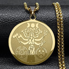 Witch Triple Moon Goddess Hecate Necklace for Women Men Stainless Steel Greek Mythology Chain Necklace Jewelry collier