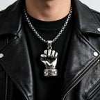 Vintage Stainless Steel Fist Hand Pendant Necklace for Men Punk Rock Sports Party Jewelry Statement Anniversary Gifts
