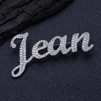 Iced Out Letter Name Pin Brooch Rose Gold
