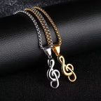 Gold Music Notation Box Chain Pendant Necklace
