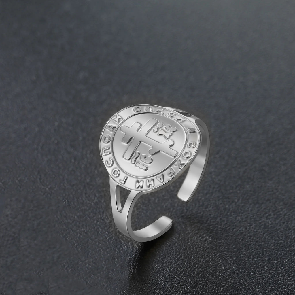 Russian Orthodox Cross Ring — Stainless Steel