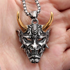 Gothic Retro Stainless Steel Ghost Mask Pendant Necklace For Men Boys Punk Fashion Skull Necklaces Jewelry Horror