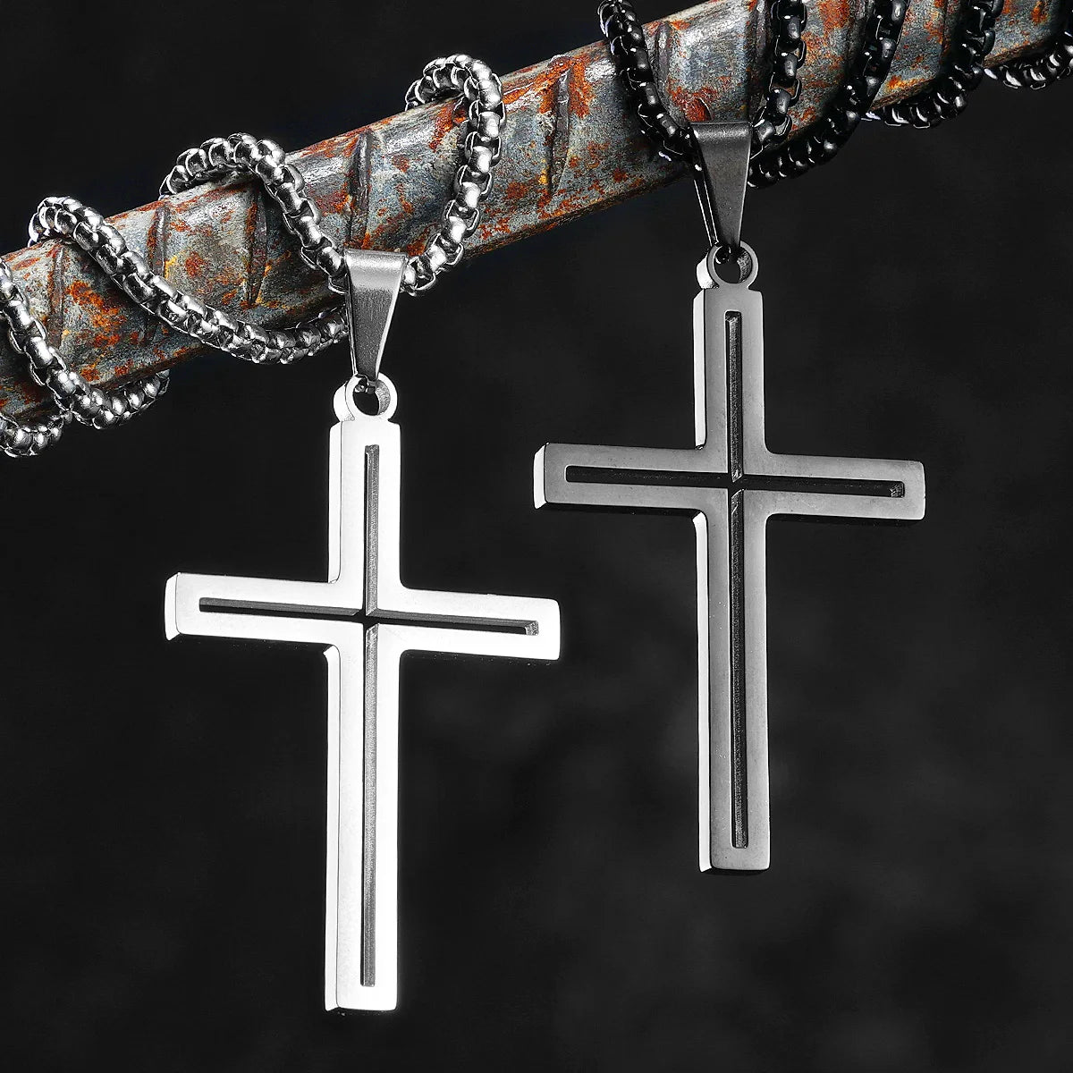 Cross Pendant Necklace Stainless Steel Hollow