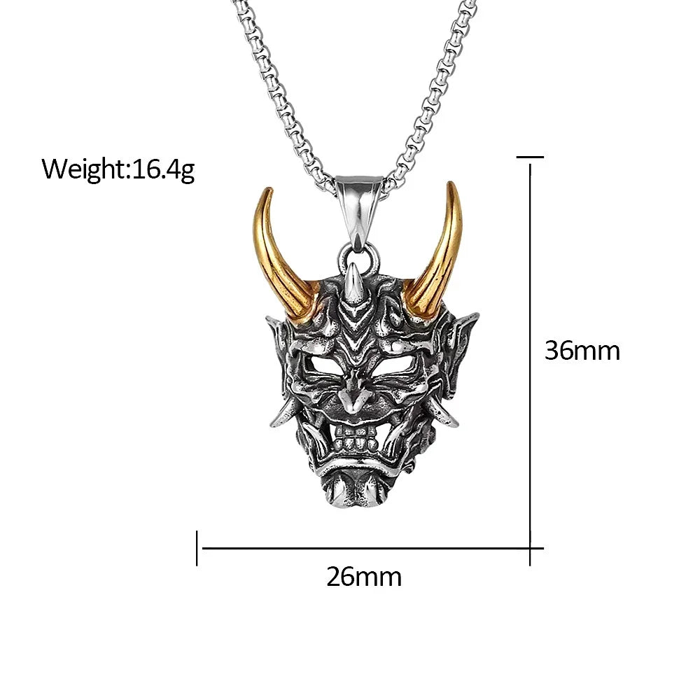 Gothic Ghost Skull Stainless Steel Pendant Necklace