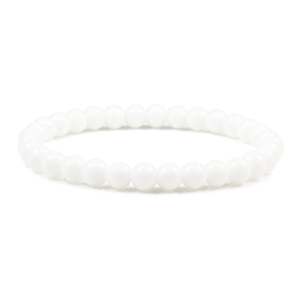Natural Stone Bracelet Men 6/8/10mm White Black Dull Polish Matte Onyx Agates Shiny Round Beads Yoga Jewelry Bracelets