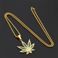 FTCY Rhinestone Maple Leaf Pendant Necklace For Men Women Personalized Punk Hip-hop Gold Color Necklace Jewelry Gift