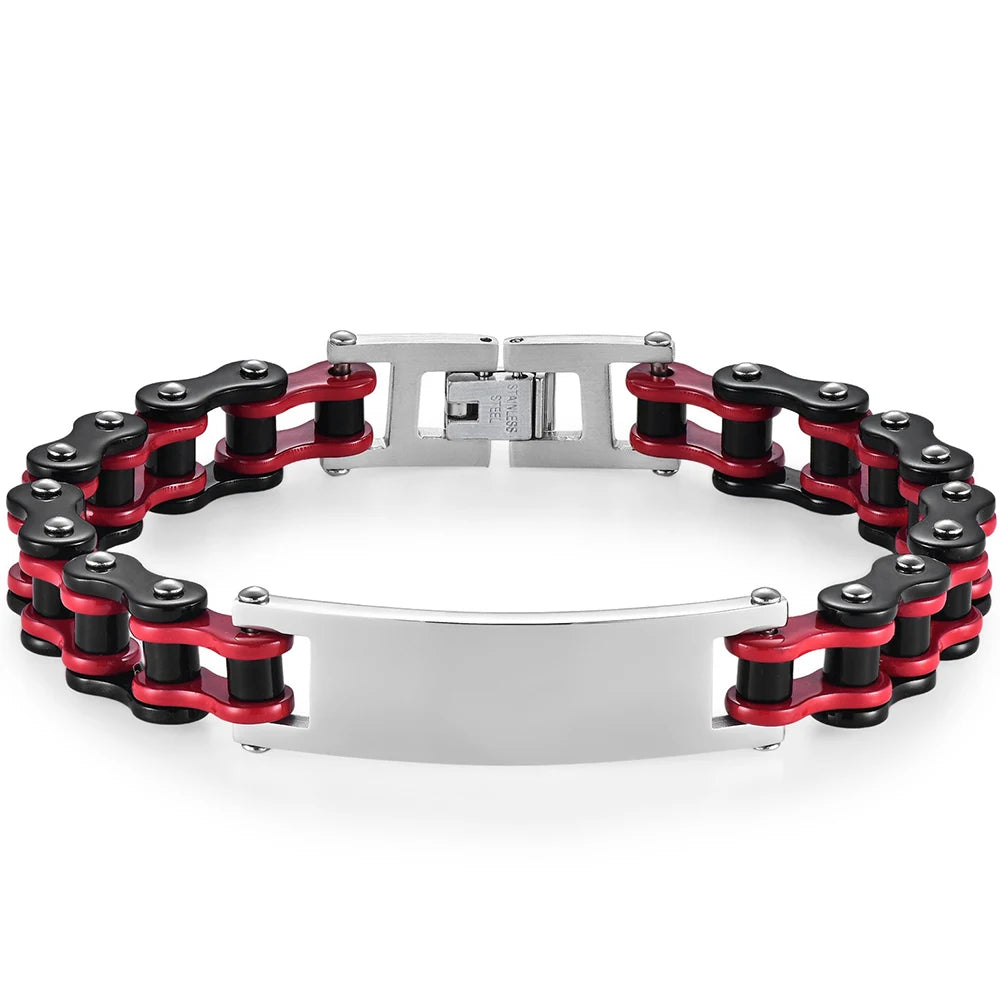12MM Motorcycle Bike Chain Bracelet for Men Stainless Steel Bicycle Link Design Men's ID Bracelets Punk Rock Jewelry 10